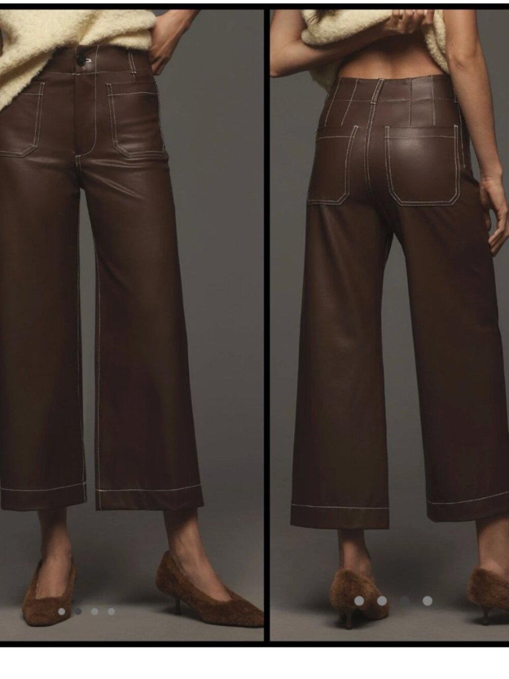 Maeve Collete Cropped Wide Leg Faux-Leather Pants